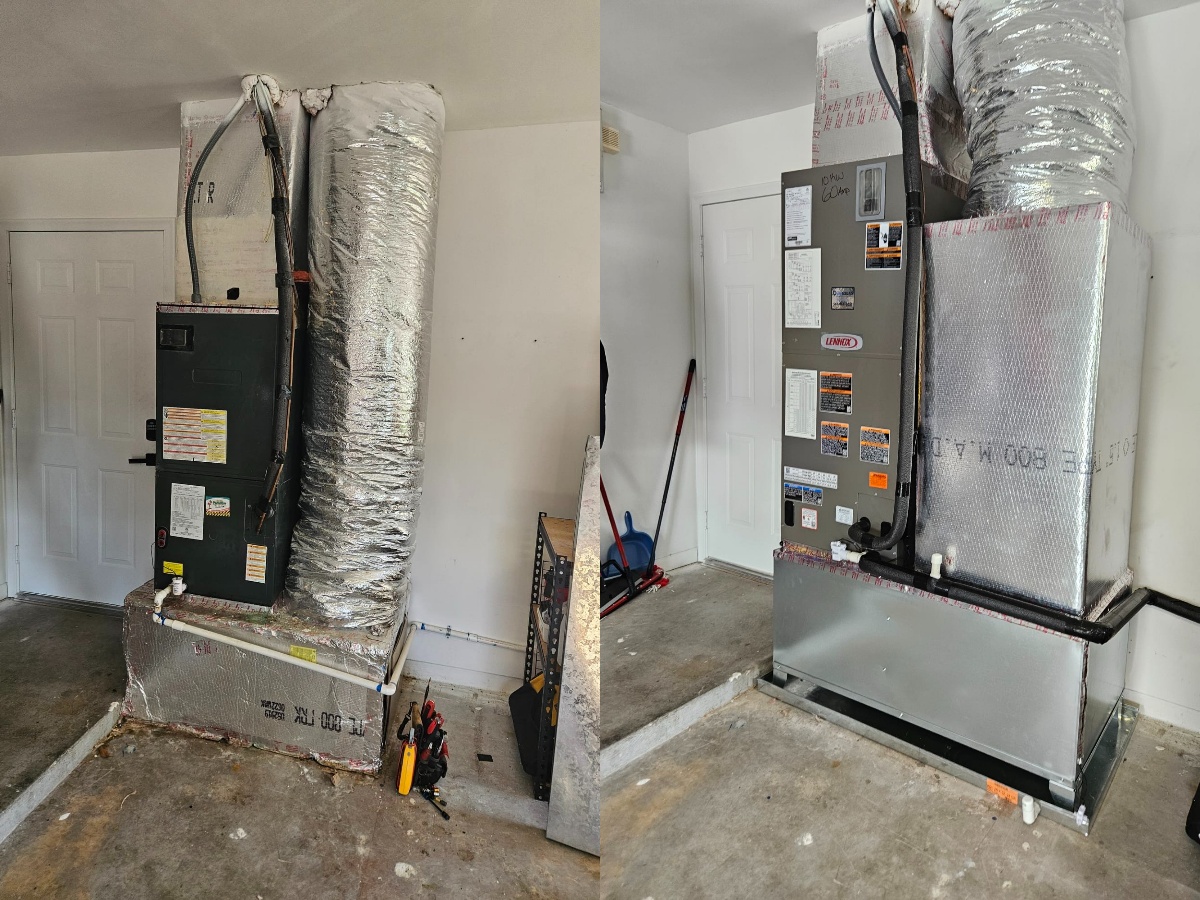 Before and After installation performed by Air Squad