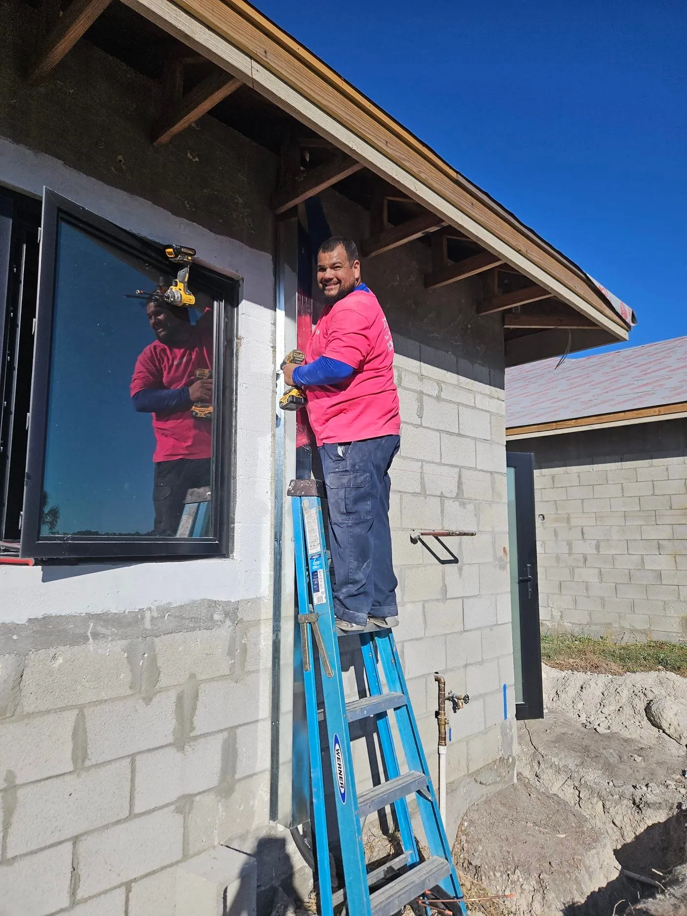 The Air Squad technician working outside house