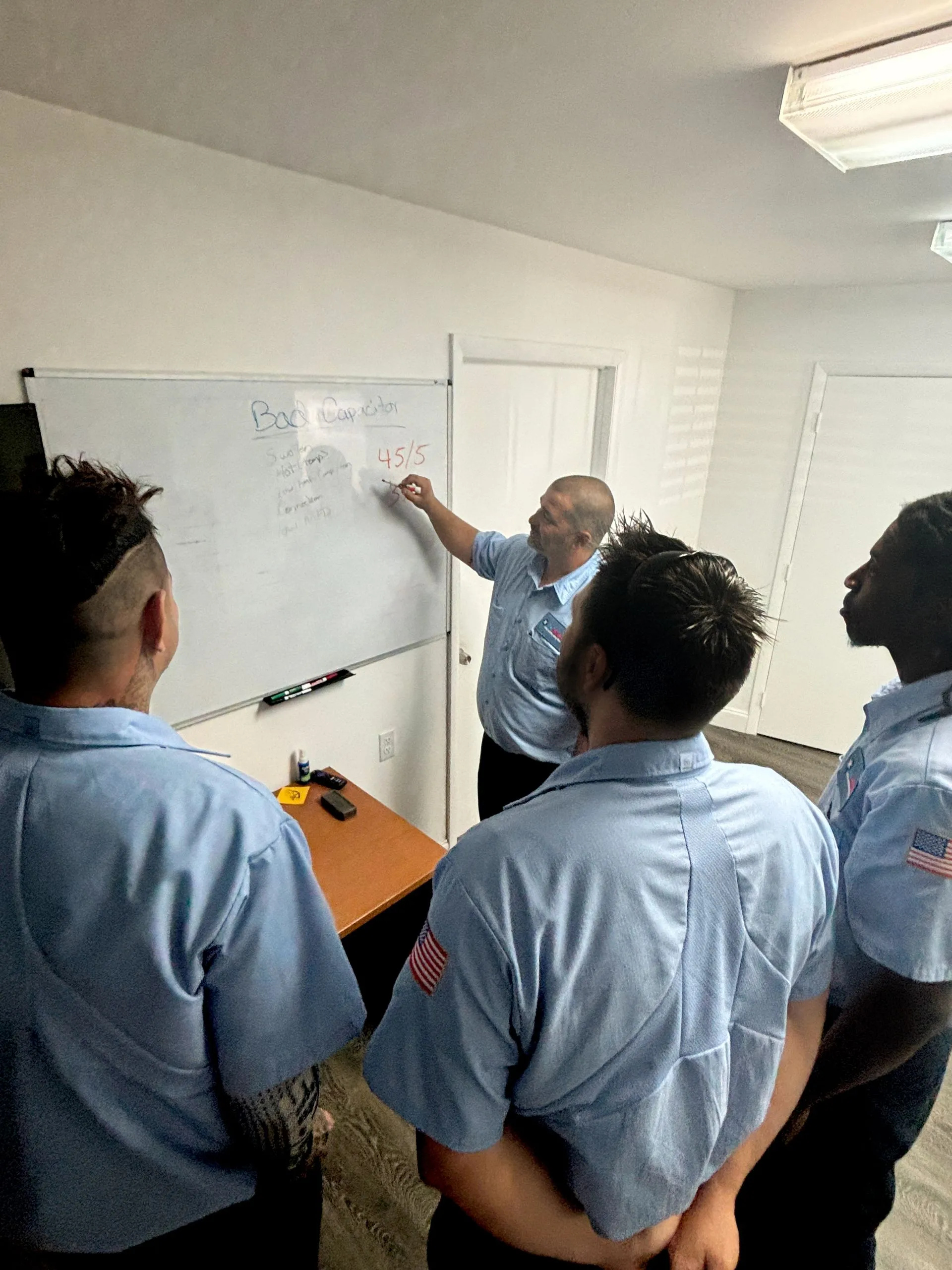 The Air Squad training with a whiteboard